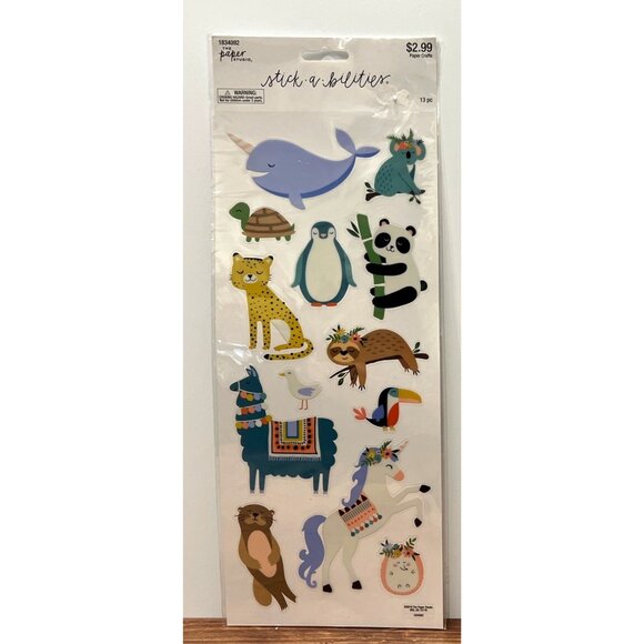 The Paper Studio Animal Sticker Sheet With 13 Cute Creatures 1834092 - Picture 1 of 2